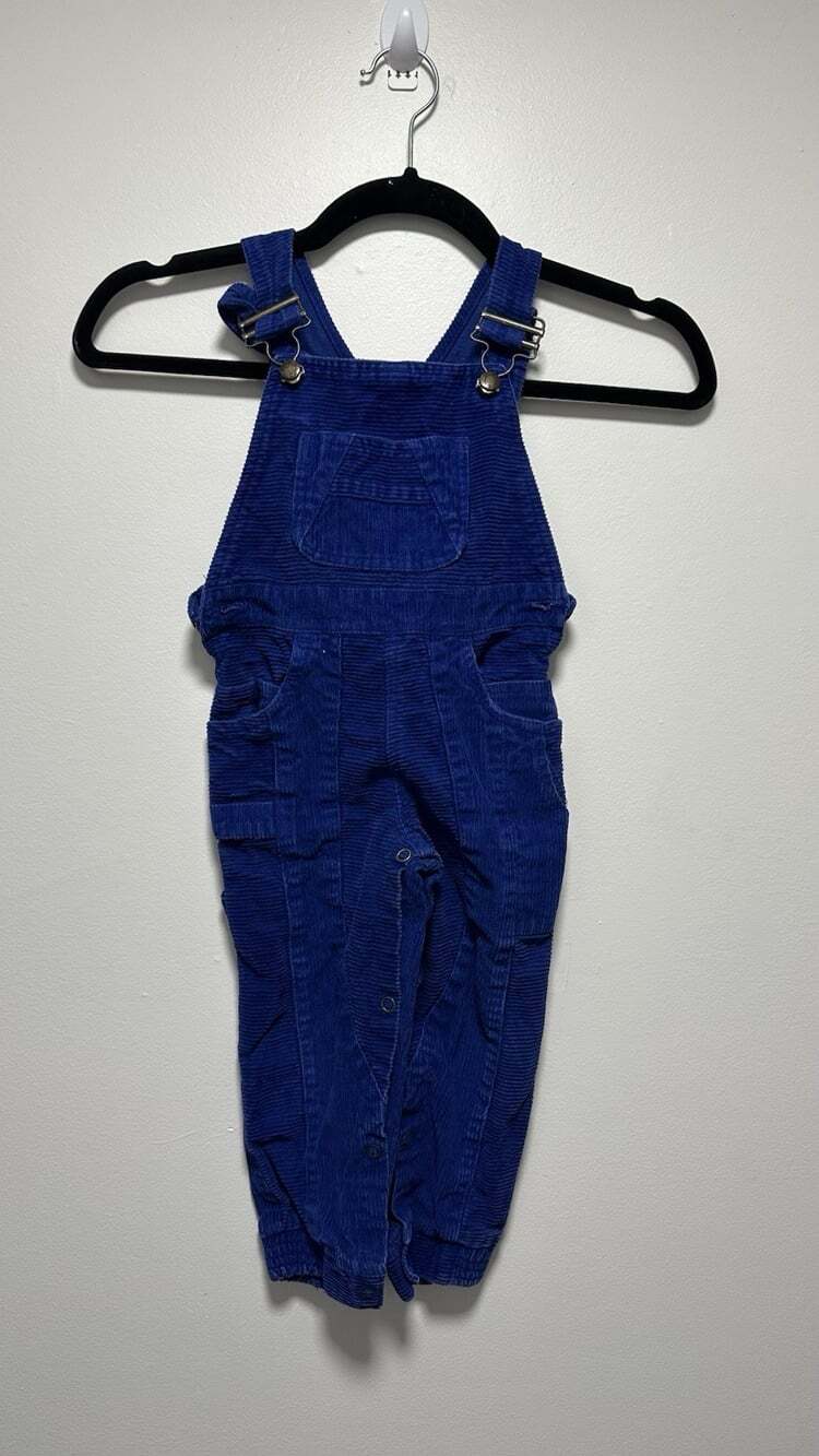 Vintage Toddler Dark Blue Corduroy Overalls Size 3T 100% Cotton